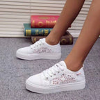 Damen Sneakers mit filigranem Spitzenmuster und rutschfester Sohle R&B