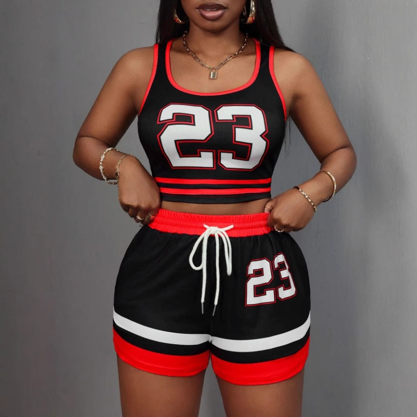 Damen Sportliches Freizeit-Outfit mit Crop-Top und Shorts R&B