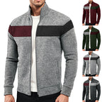 Herren sportlicher Stehkragenpullover mit kontrastierenden Farbbereichen und hochwertiger Baumwolle R&B