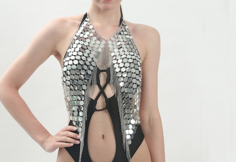 Damen Badeanzug mit glamourösem Metallic-Detail und einzigartigem Schnitt R&B