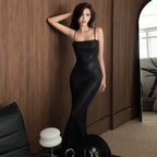 Damen Elegantes Maxikleid mit transparentem Netzdesign R&B