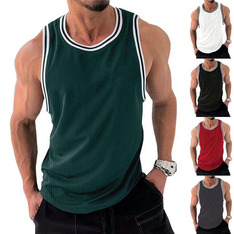 Herren Sportliches ärmelloses Tanktop mit atmungsaktivem Material und modernem Rippendesign R&B