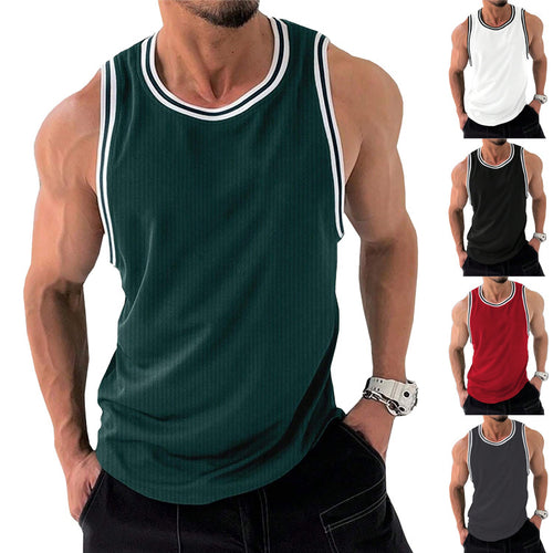 Herren Sportliches ärmelloses Tanktop mit atmungsaktivem Material und modernem Rippendesign R&B