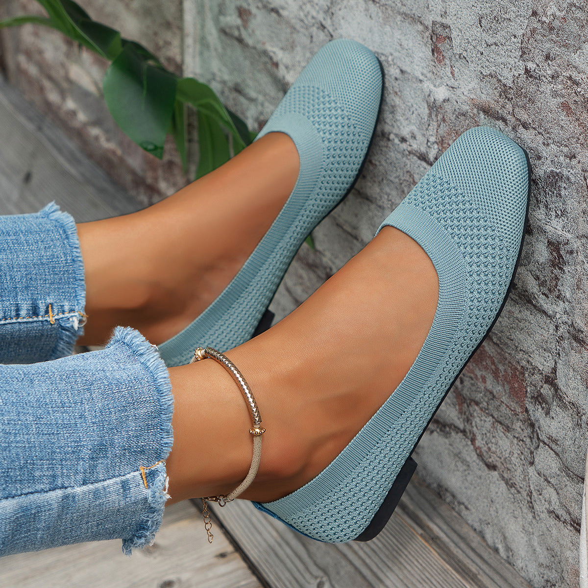 Damen Stylish und bequeme Ballerinas mit elastischem Obermaterial R&B