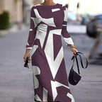 Damen Langarm Kleid mit grafischem Design und elegantem Schnitt R&B
