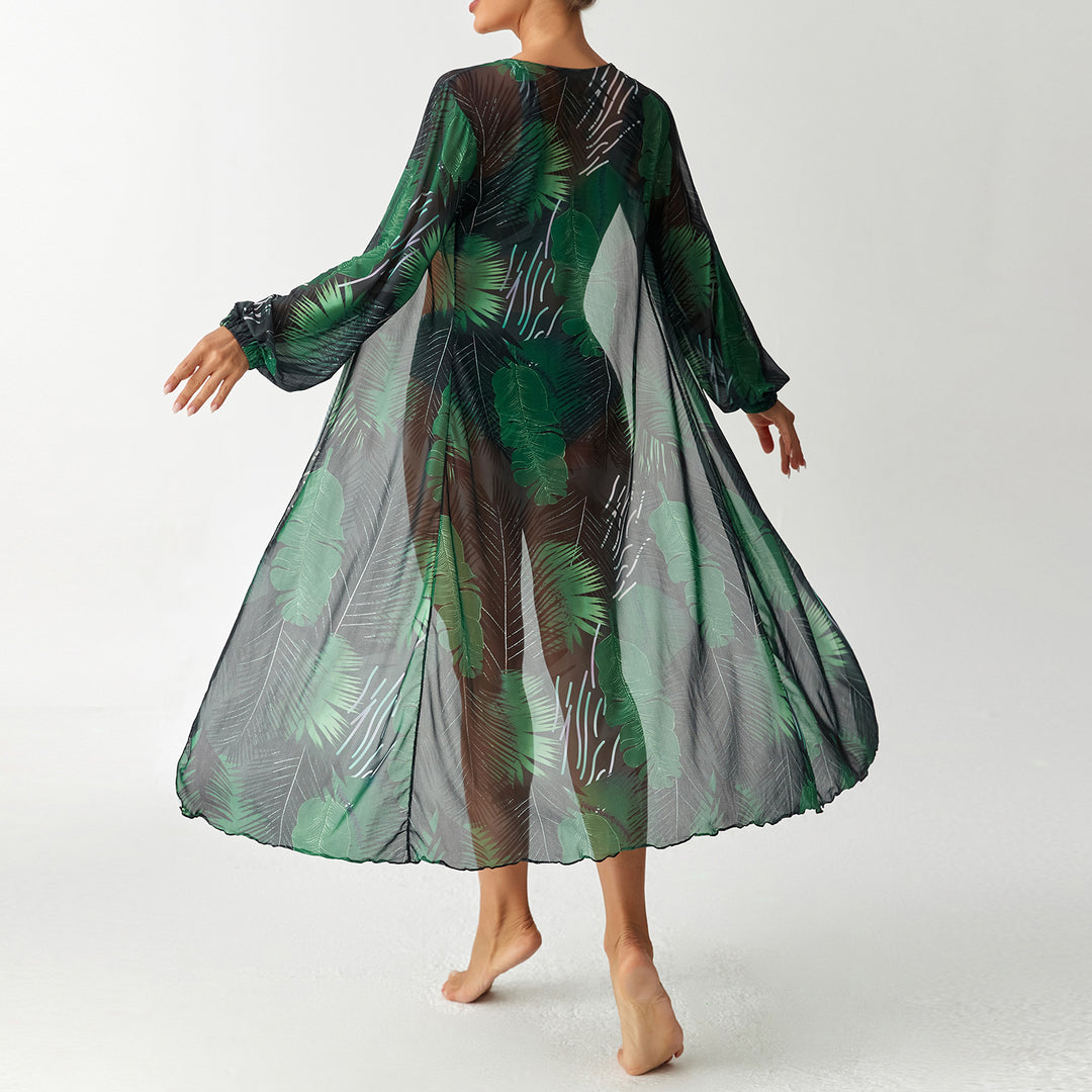 Damen Transparentes Strandkleid mit floralem Muster R&B