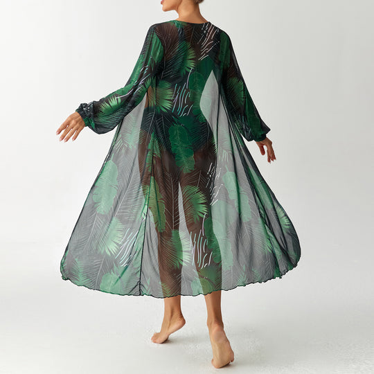 Damen Transparentes Strandkleid mit floralem Muster R&B