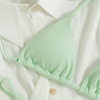 Damen Triangel-Bikini mit feiner Rippstruktur R&B