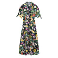 Damen florales Midikleid mit elegantem Kragen und Taillengürtel