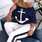 Damen Lockere Sweatshirt mit maritimem Anker-Design R&B