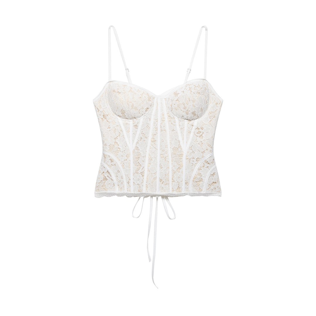 Damen Spitze Corsage Top mit verstellbaren Trägern und Schnürung R&B