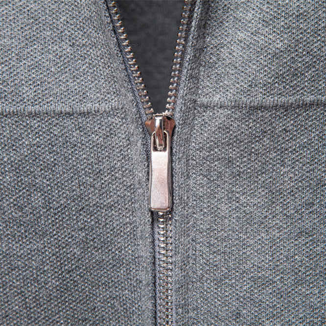Herren nan feinstrick-Zipjacke mit Kentkragen und Rippbündchen R&B