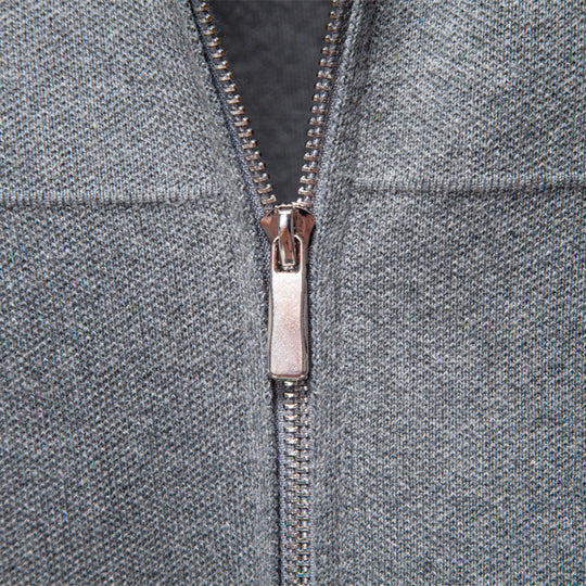 Herren nan feinstrick-Zipjacke mit Kentkragen und Rippbündchen R&B
