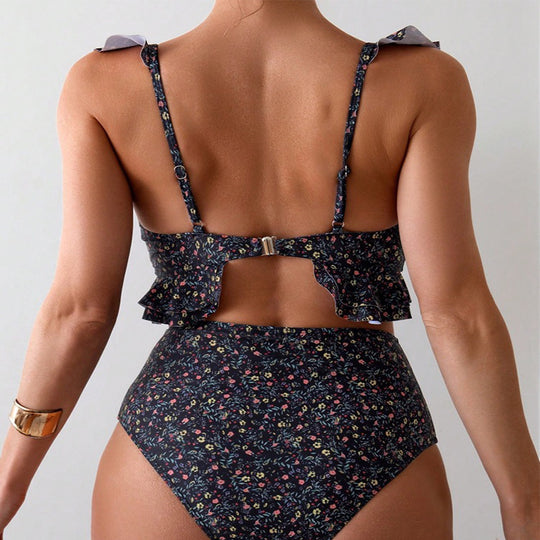 Damen Zweiteiliger Badeanzug mit verspieltem Rüschendesign R&B
