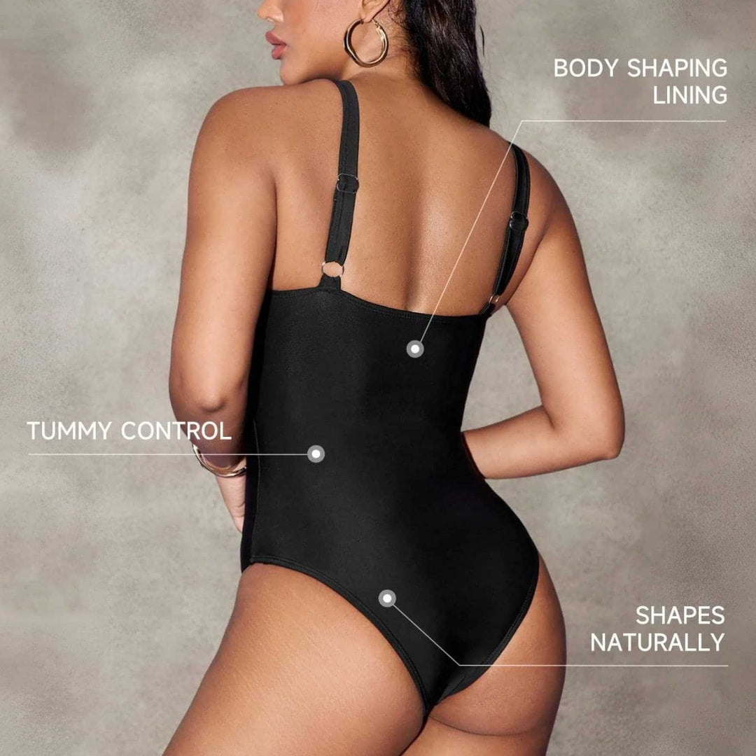 Damen Einteiliger Badeanzug mit modischem Mesh-Detail R&B