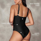 Damen Einteiliger Badeanzug mit modischem Mesh-Detail