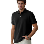 Herren nan feingewobenes Polohemd mit Chevron-Reliefstruktur und kurzer Knopfleiste R&B