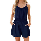 Damen lässiger Jumpsuit mit luftigen Trägern und elastischem Bund R&B