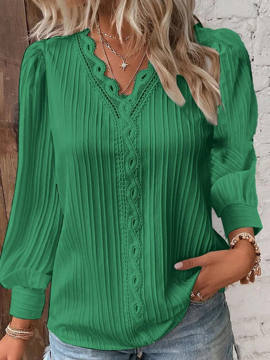 Damen Bluse mit strukturiertem Design und romantischen Spitzenakzenten R&B