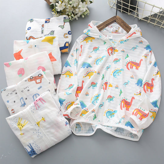 Unisex nan leichte atmungsaktive Kinder Dinosaurier Druck Kapuzenjacke mit Reißverschluss vorne R&B