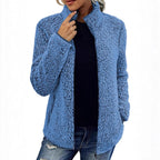 Damen kuschelige Fleecejacke mit hohem Kragen und praktischen Taschen R&B