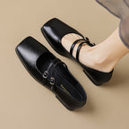 Damen zeitlose und elegante Mary-Jane Schuhe mit doppeltem Riemen
