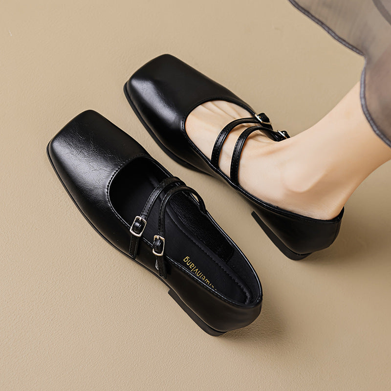 Damen zeitlose und elegante Mary-Jane Schuhe mit doppeltem Riemen