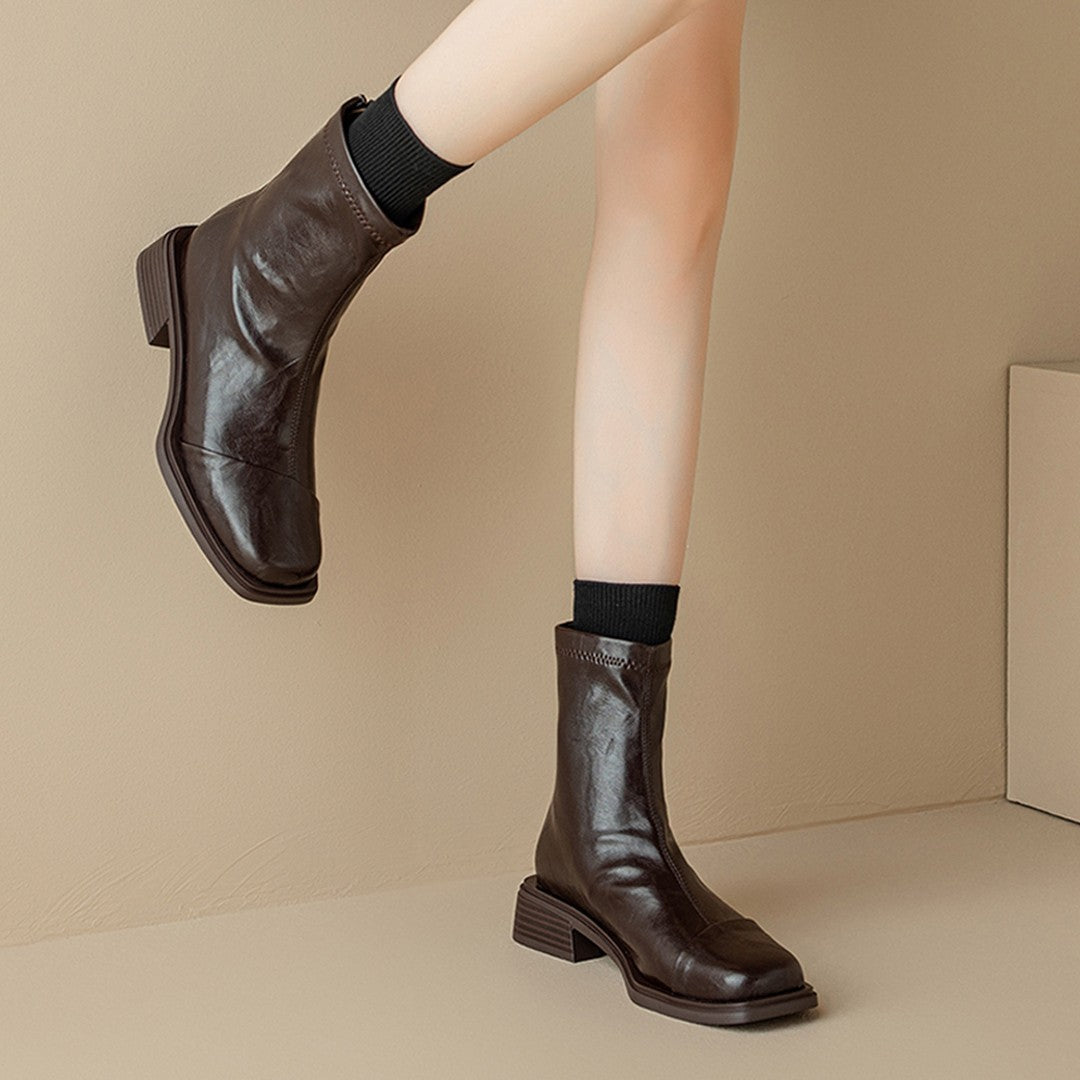 Damen elegante Ankle Boots mit modernem Reißverschluss und komfortablem Blockabsatz R&B