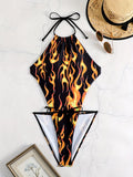 Damen Badeanzug mit feurigen Motiven R&B