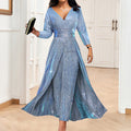 Damen Glitzerndes Maxikleid mit eleganter Teilung und schimmerndem Stoff R&B