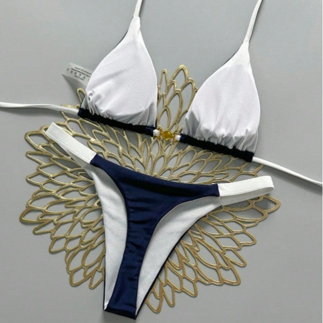 Damen Triangel-Bikini mit modischen Kontrastdetails R&B