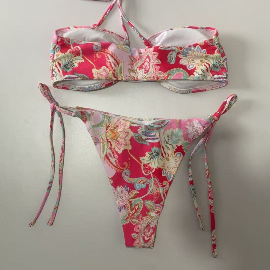 Damen Bikini-Set mit floralem Muster und verstellbarem Oberteil R&B