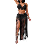 Damen gehäkeltes Strand-Outfit mit fransigen Details R&B