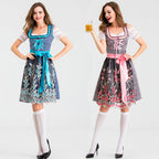 Damen nan traditionelles Kurzdirndl mit Spitzenärmeln, Schnürung und floraler Schürze R&B