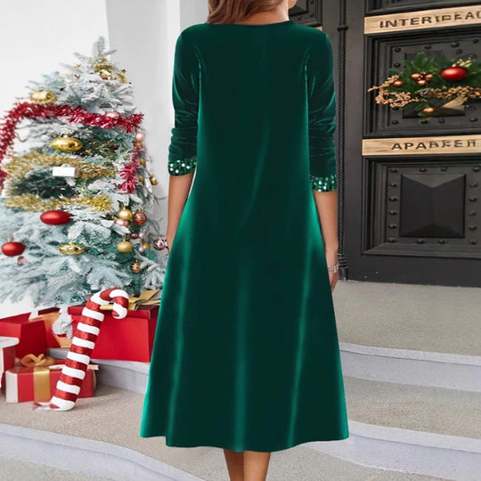 Damen Maxikleid mit eleganten Pailletten und fließendem Schnitt Heidi-Mode