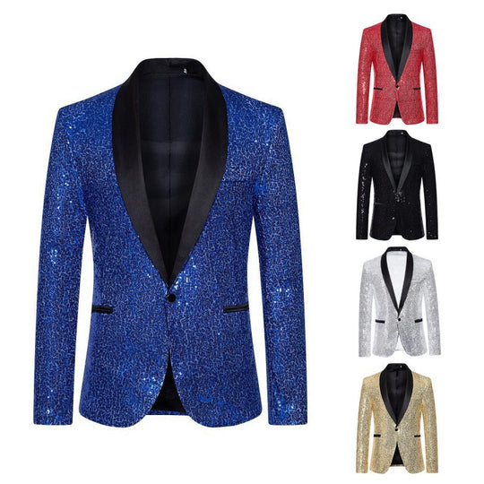 Herren Paillettenblazer mit luxuriösem Schnitt und schimmerndem Effekt R&B