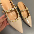 Damen elegante spitze Mules mit goldenen Nieten R&B
