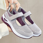 Damen Bequeme Sport-Sneaker mit verstellbarem Klettverschluss und atmungsaktivem Mesh-Obermaterial R&B