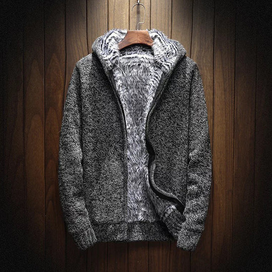 Herren kuschelige Kapuzenjacke mit weichem Innenfutter und seitlichen Eingrifftaschen R&B