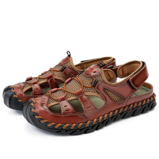 Damen Sportliche Leder-Sandalen mit atmungsaktiven Einsätzen und rutschfester Sohle R&B
