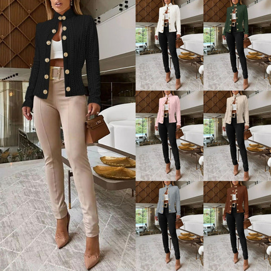 Damen Elegante und modische Strickjacke mit dekorativen Knöpfen R&B