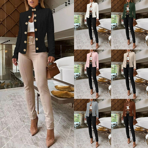 Damen Elegante und modische Strickjacke mit dekorativen Knöpfen R&B