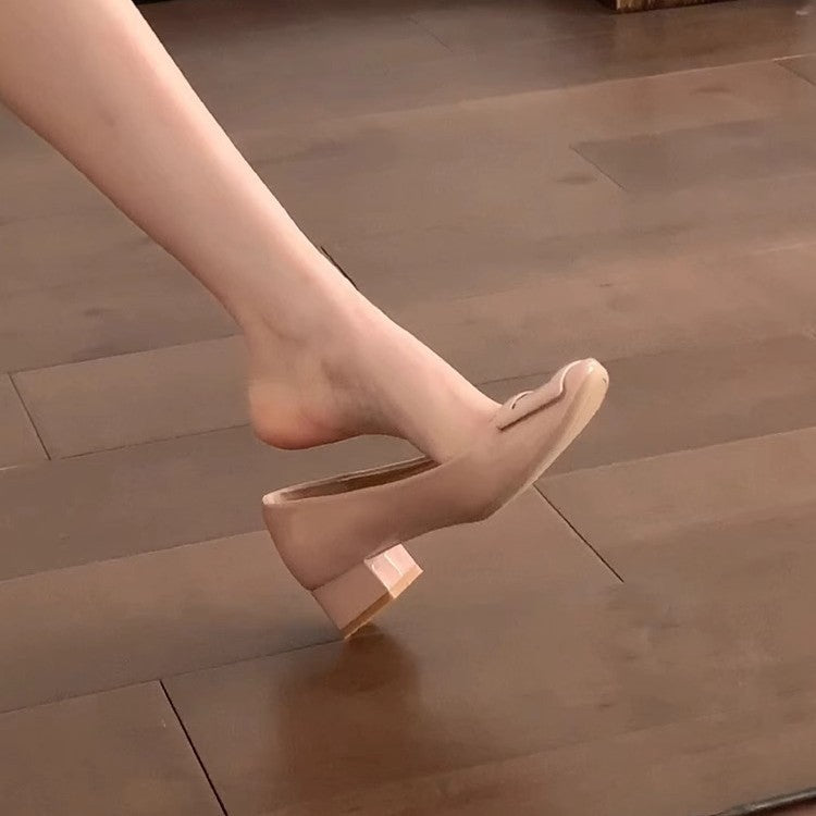 Damen elegante Blockabsatz-Schuhe mit modischer Schnalle R&B
