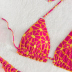 Damen Triangel-Bikini mit verspieltem Blumenmuster und Rüschendetails R&B