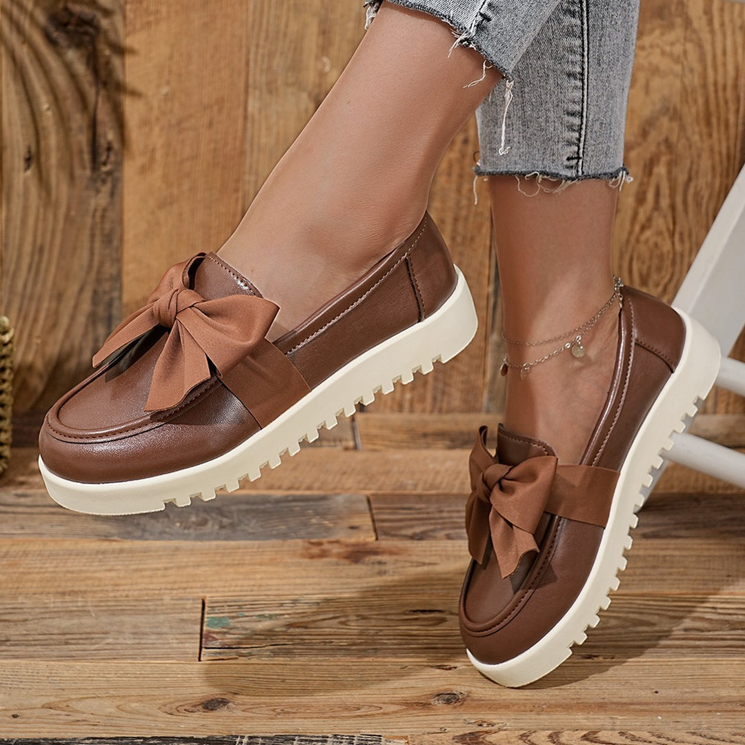 Damen Loafers mit dekorativem Schleifen-Design und rutschfester Sohle R&B