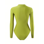 Damen langärmliger Badesuit mit floralem Wickelrock R&B