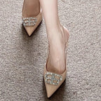 Damen elegante Slingback-Pumps mit glitzernden Strassverzierungen R&B