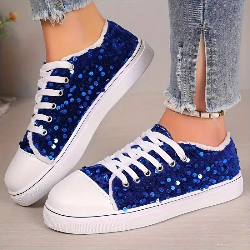 Damen Trendige Sneakers mit funkelnden Pailletten und komfortabler Sohle R&B