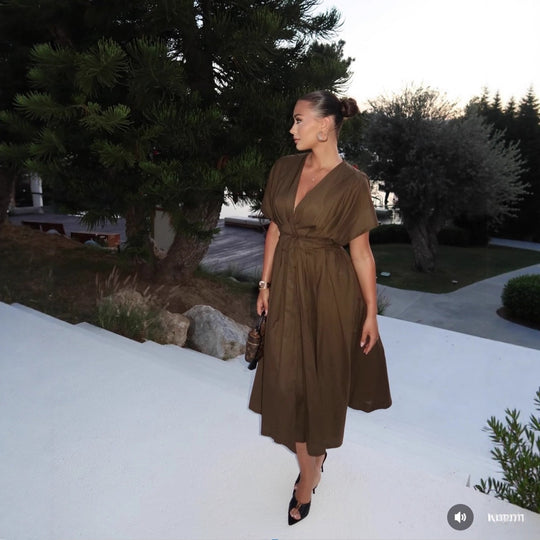 Damen Midikleid mit eleganter Wickeloptik und fließendem Schnitt R&B
