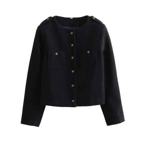 Damen elegante Kurzjacke mit dekorativen Knopfdetails R&B